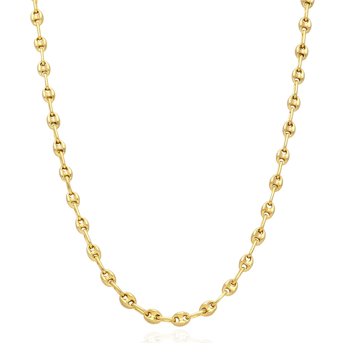 18K Yellow Gold Over Silver Puffed Anchor Chain Necklace 16"-24" N770