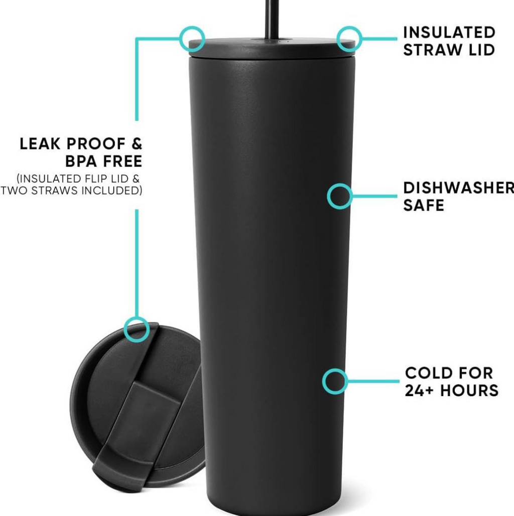 Green 24oz Insulated Tumbler with Lid and Straw F181921