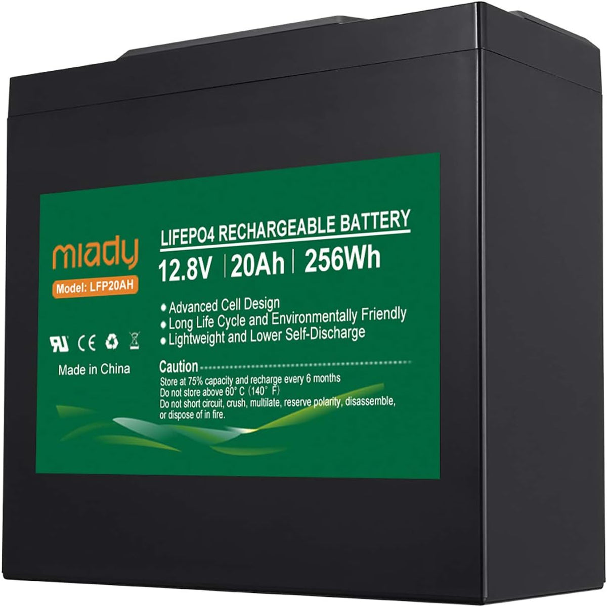 12V 100Ah Lithium Phosphate Battery, 2000+ Cycles LiFePO4 Battery P76704