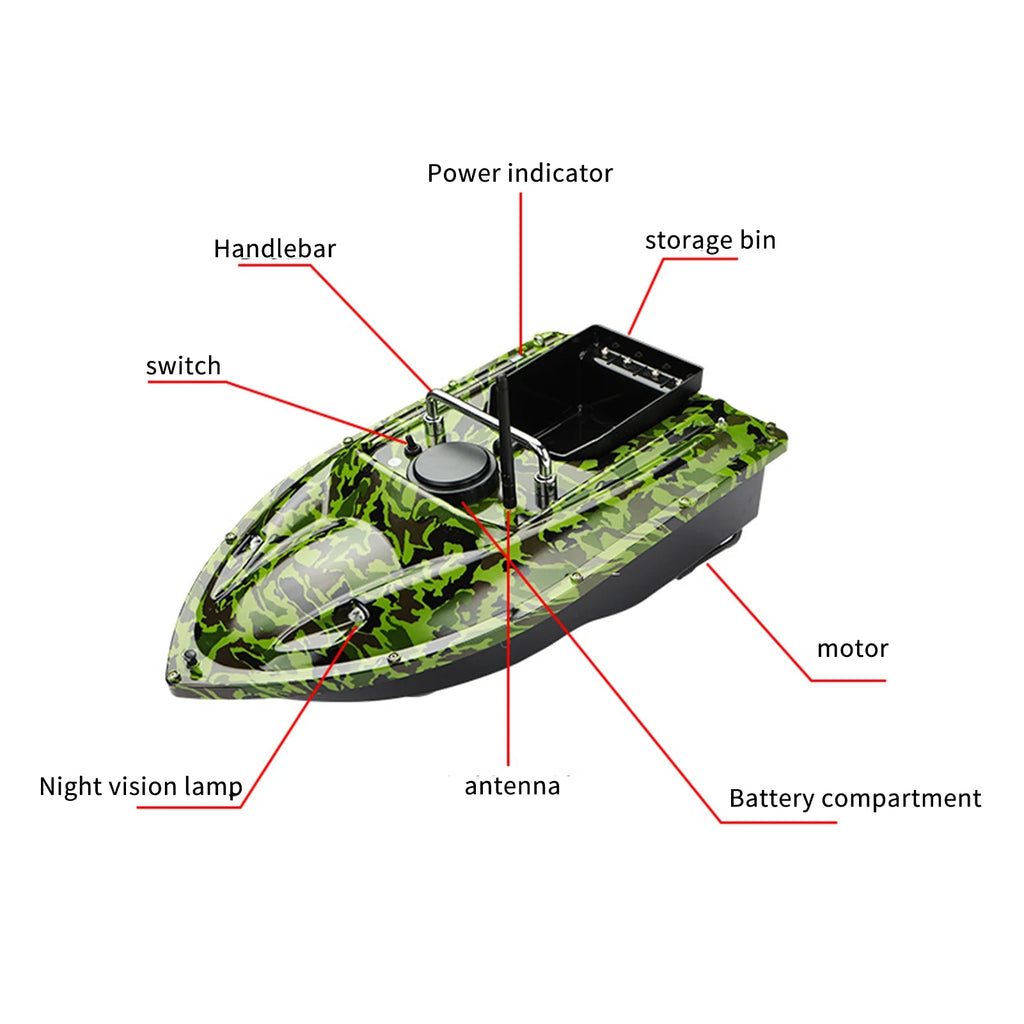 12000mah Battery Remote Control Bait Boat with Night Light F490758