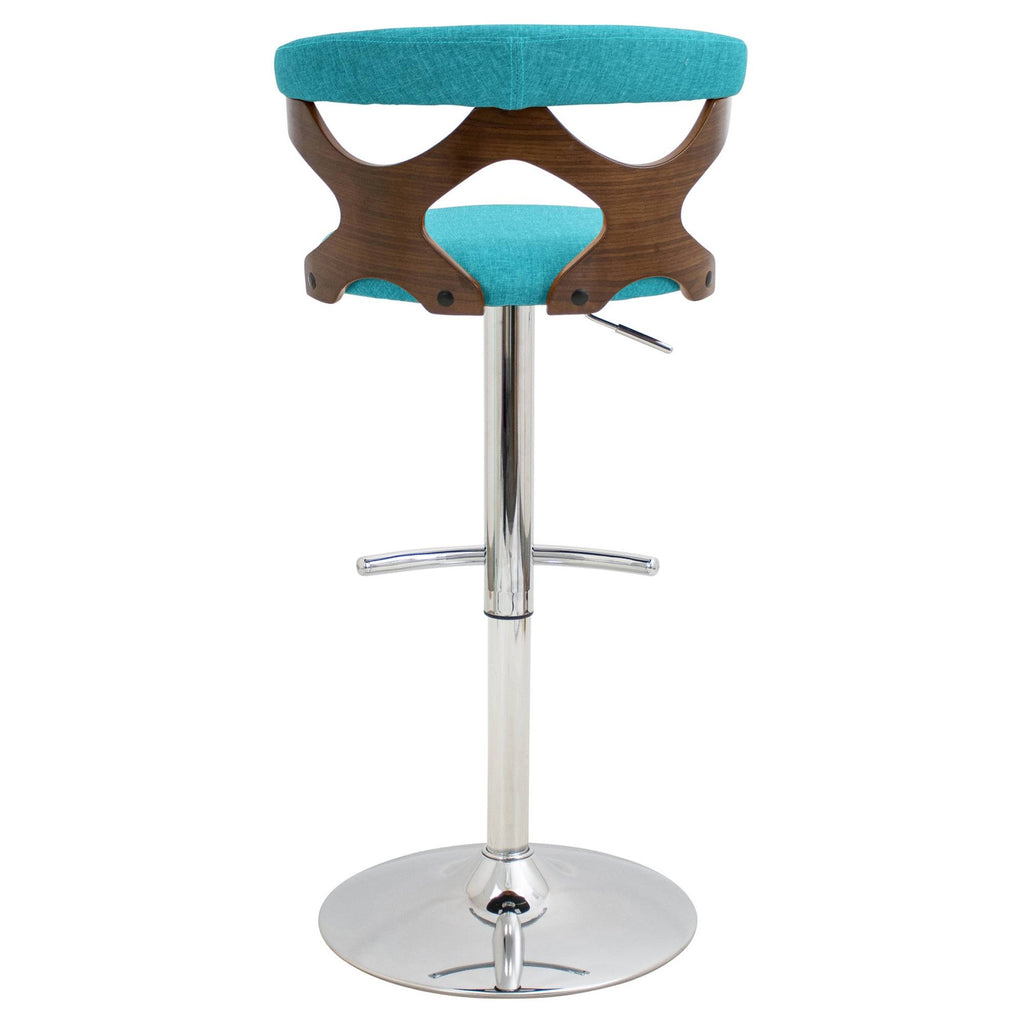 Walnut and Teal Adjustable Barstool A95368