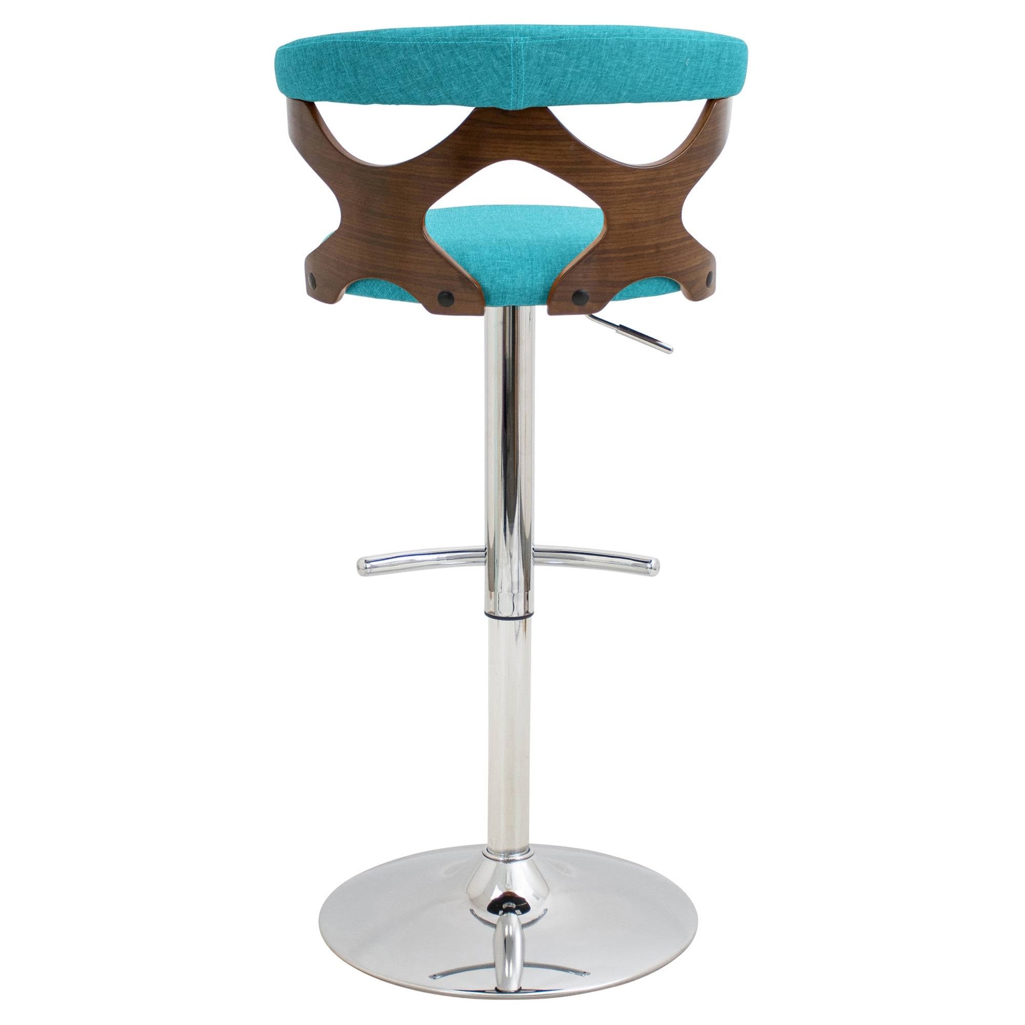 Walnut and Teal Adjustable Barstool A95368