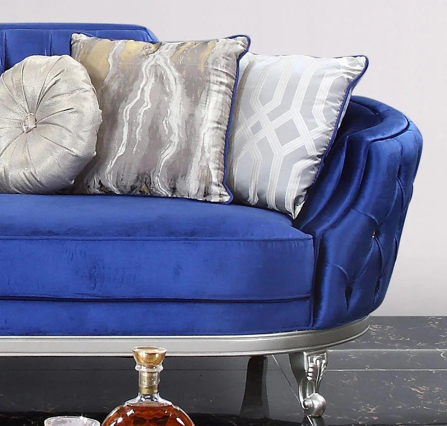 Blue Velvet Sofa Set 2Pc R560