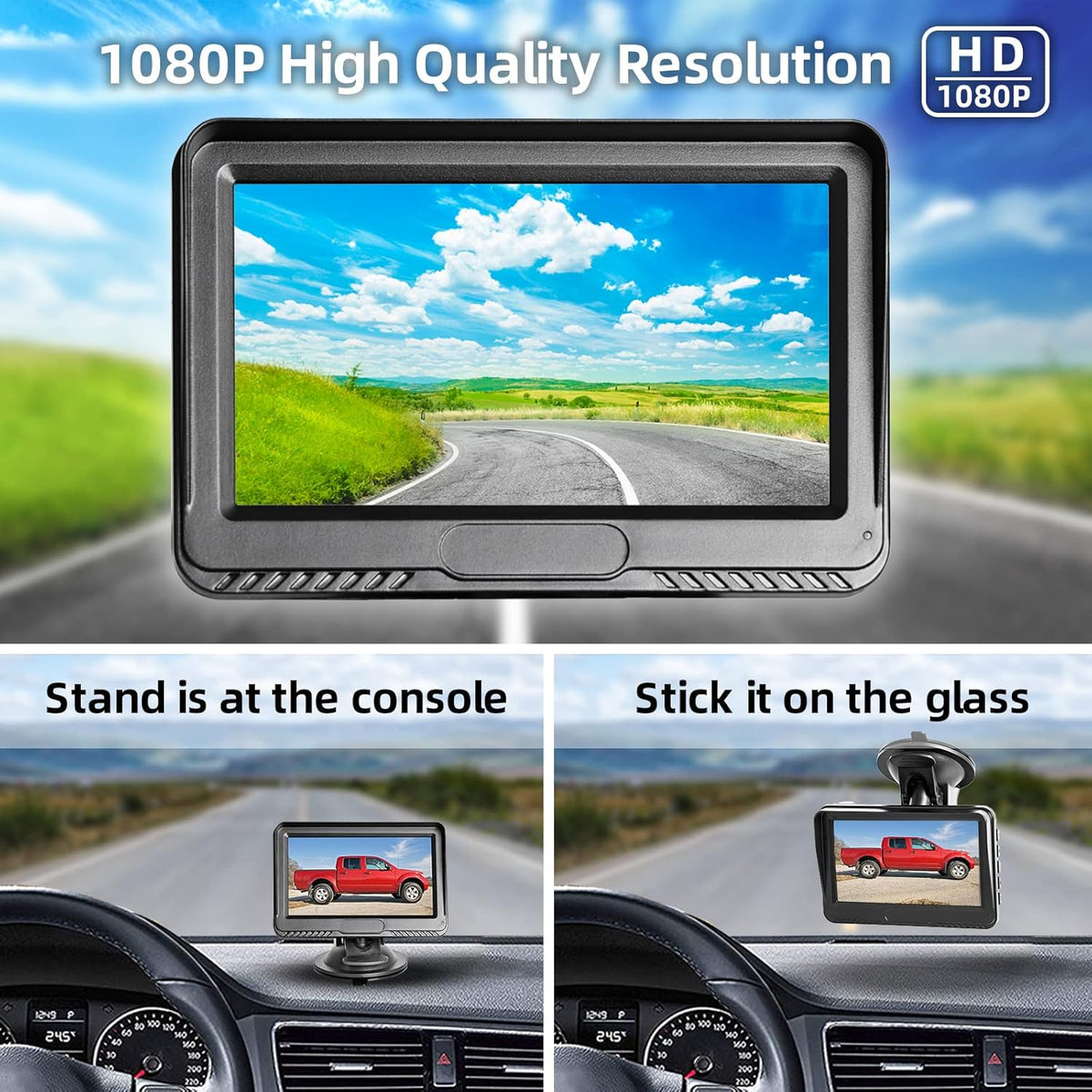 1080P Backup Camera with Monitor Kit Waterproof Night Vision S1491