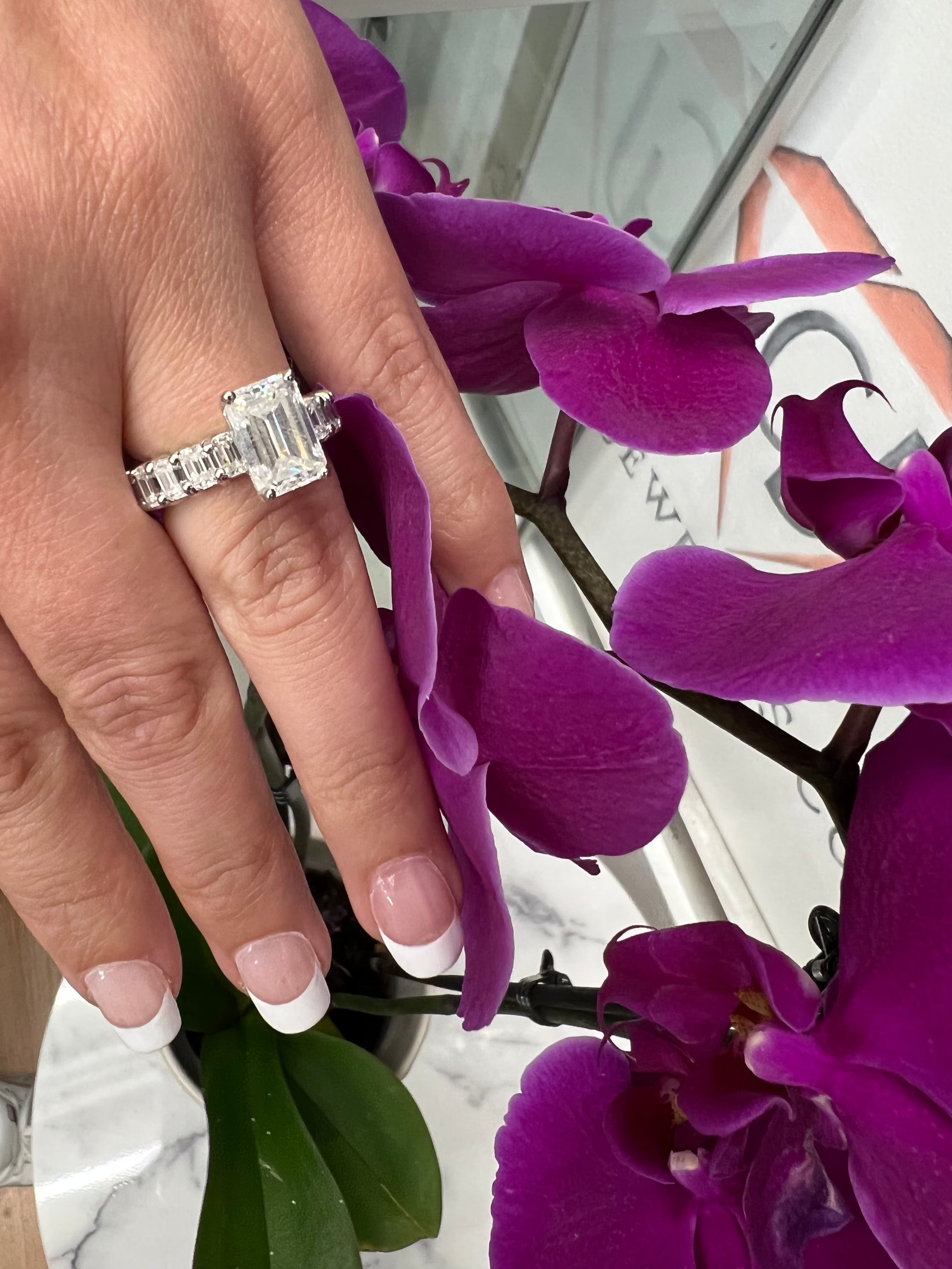 6 Carat Emerald Cut Diamond Eternity Engagement Ring P580