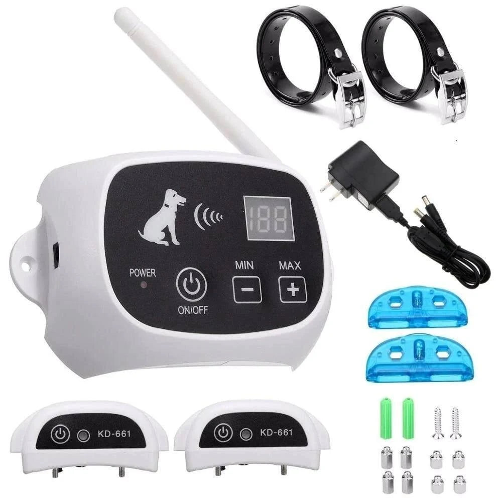 Waterproof Wireless Electric Dog Fence Shock Collar System with 2 Collars J977