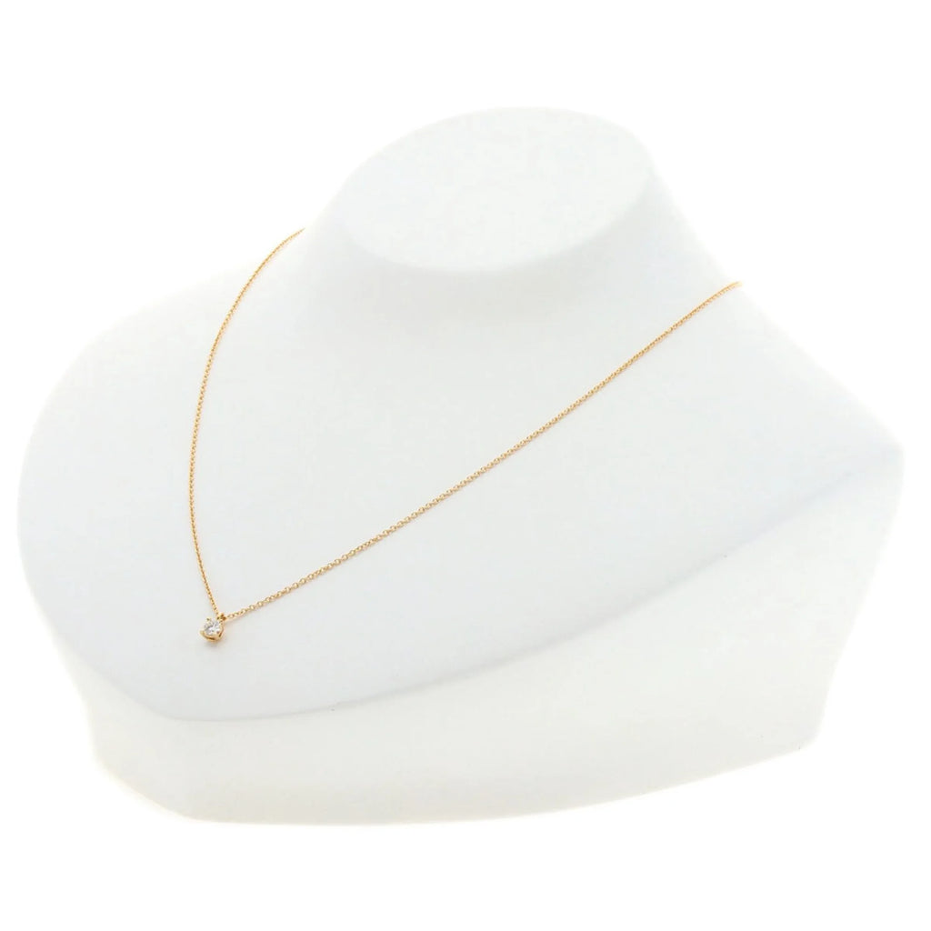 Tiffany Solitaire Diamond Necklace K18 Pink Gold A643