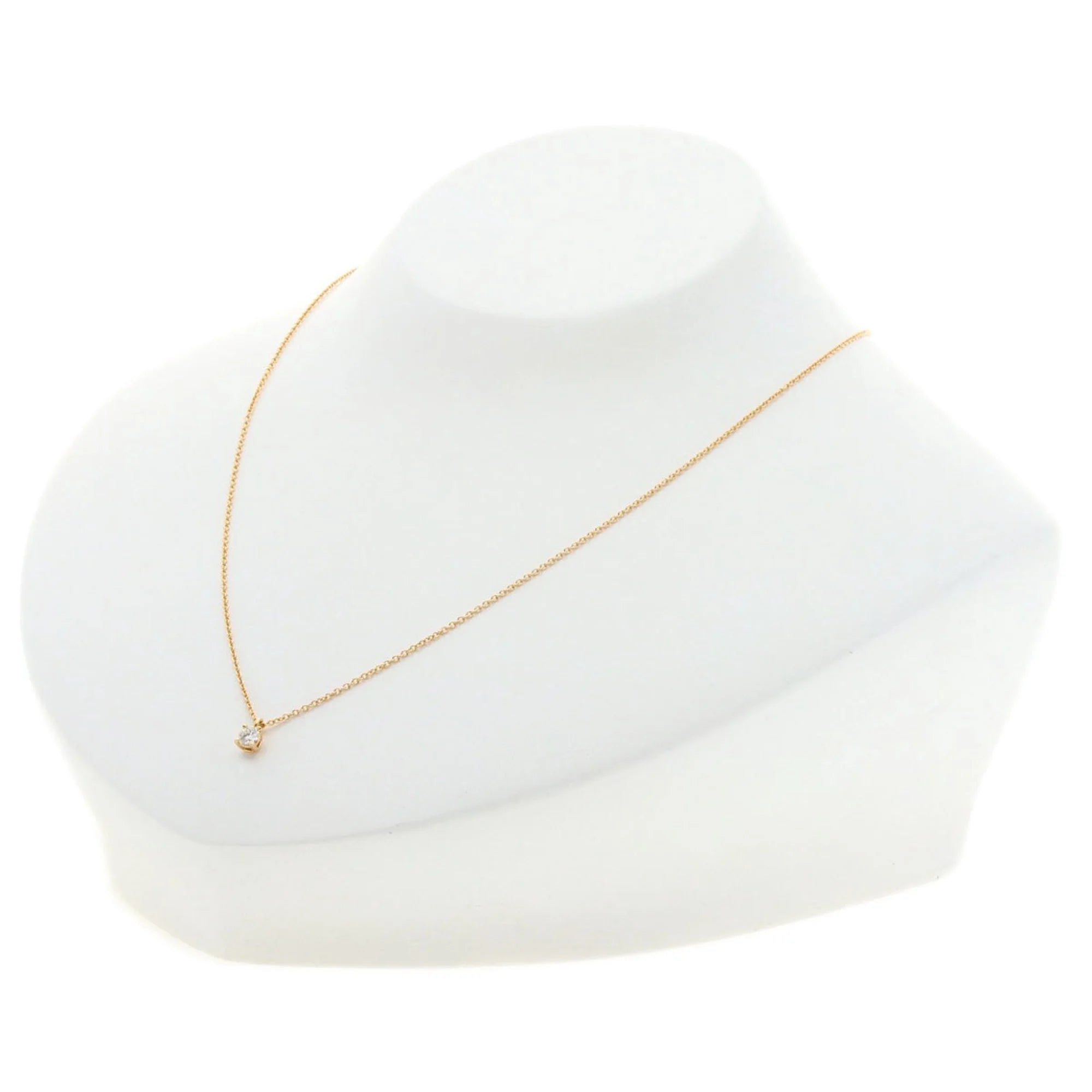 Tiffany Solitaire Diamond Necklace K18 Pink Gold A643