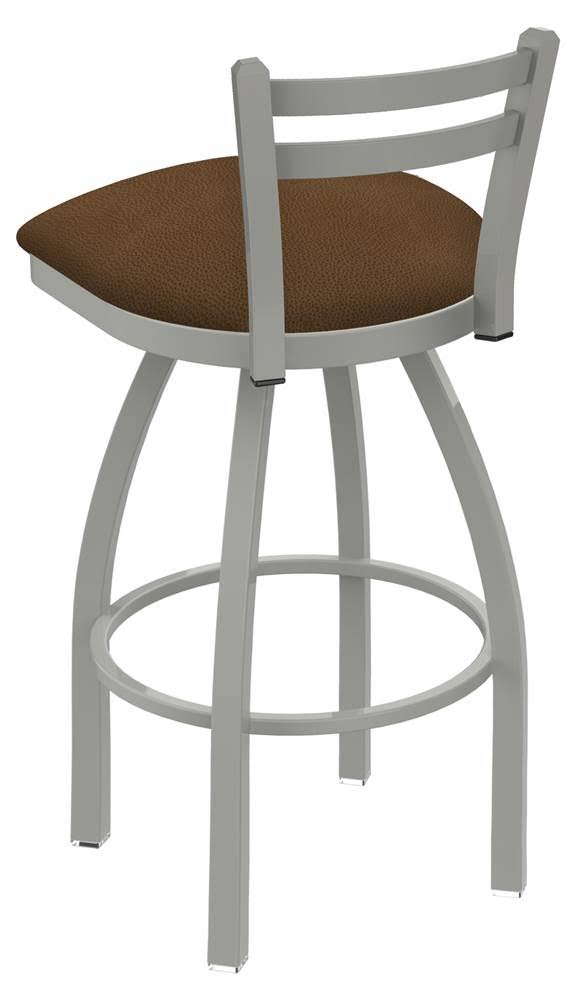 25x22 Low Back Swivel Counter Stool with Anodized Nickel and Rein Thatch Seat J828750