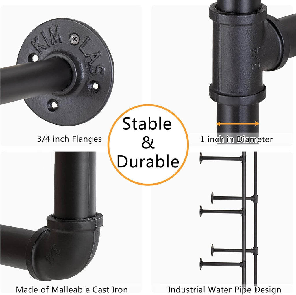2 Pack 5 Tier Industrial Iron Pipe Shelf P826