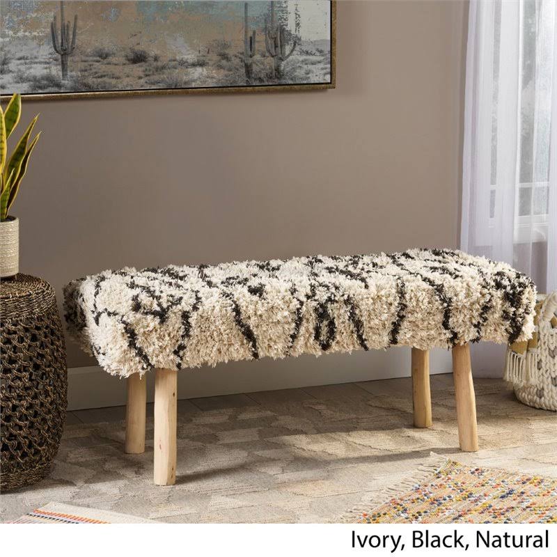 Black Cotton Rectangular Bench S9880