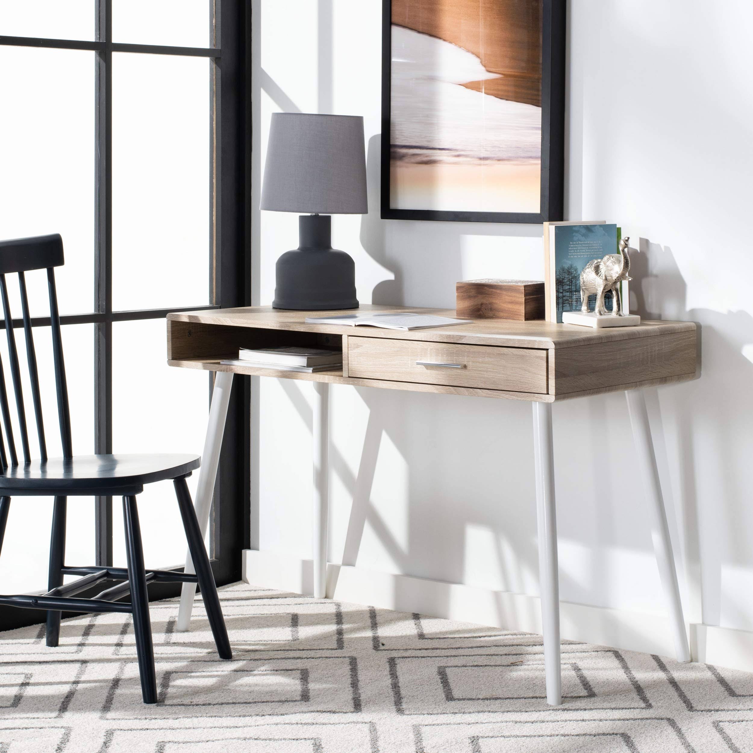 Natural/White 1 Drawer 1 Shelf Desk U665874