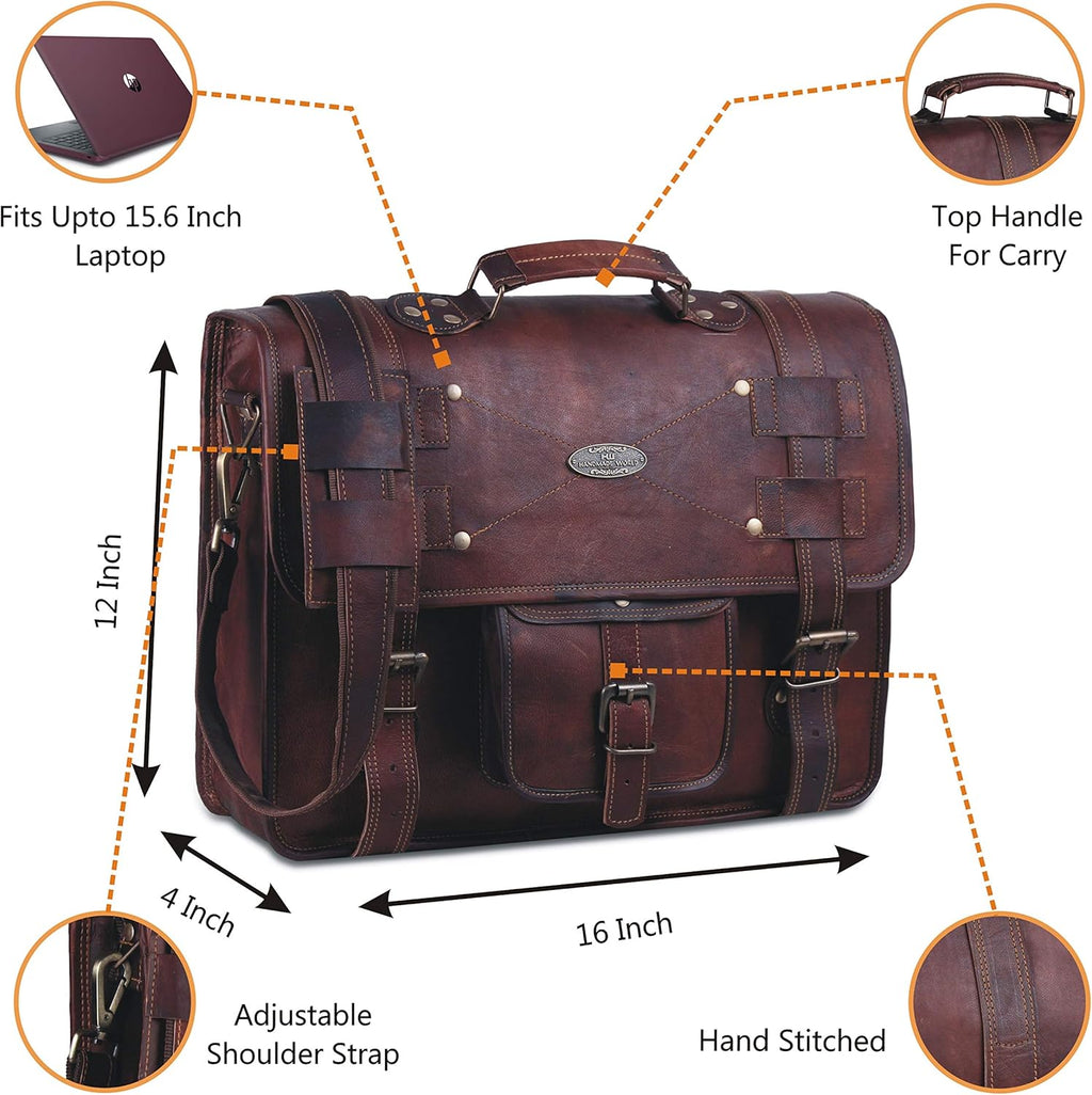 Distressed Leather Messenger Bag Satchel (13 X 18) X48115