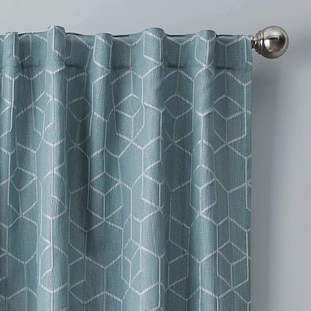Blackout Geometric Single Curtain Panel, 50" x 84", Aqua Slate B95505