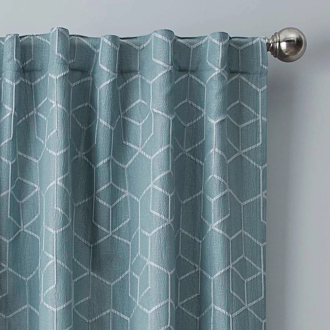 Blackout Geometric Single Curtain Panel, 50" x 84", Aqua Slate B95505