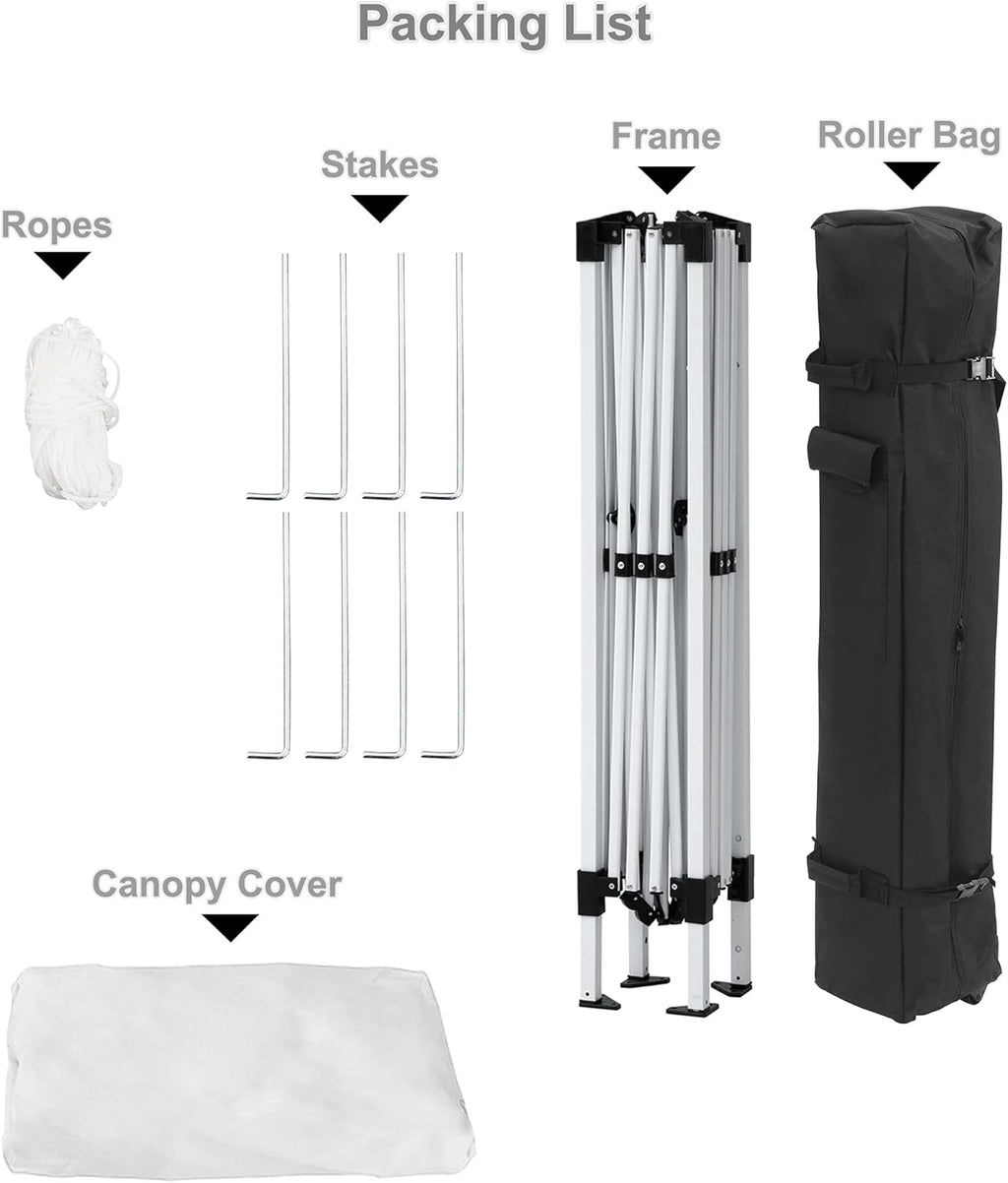 White 10'x10' Pop Up Waterproof Canopy Tent with Carrying Bag J8115