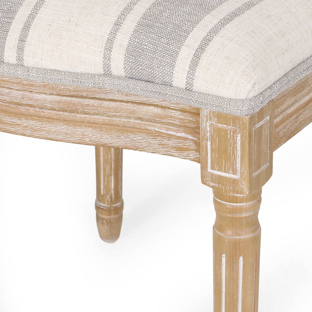Dining Chair Set of 4 Gray Stripes Light Beige Natural U26032