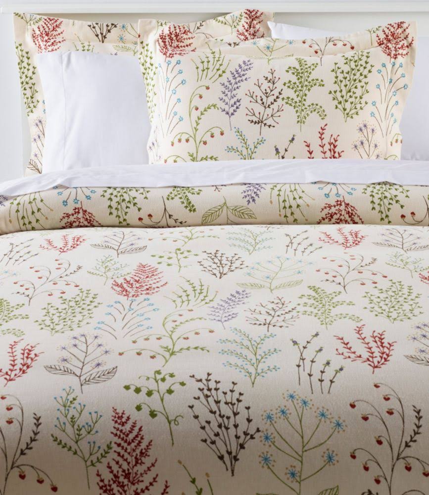 Botanical Floral Tan Queen Size Flannel Comforter Cover V95345