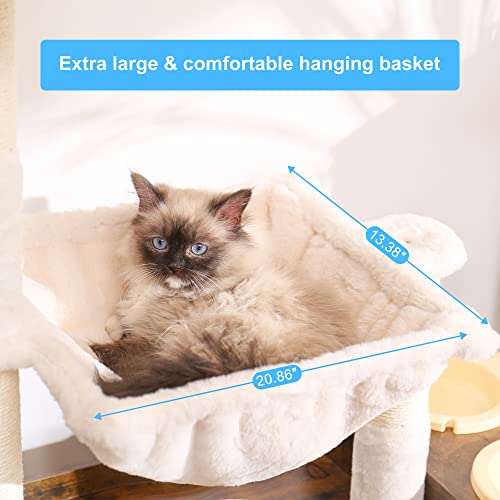 Cat Tree with XL Litter Box Enclosure, Rustic Gray L4310