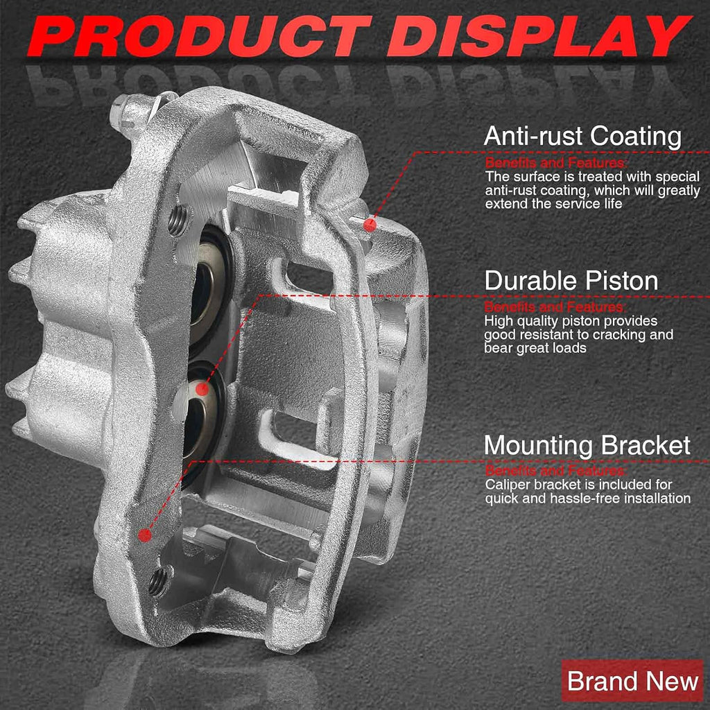 Rear Passenger Side Brake Caliper for Ford F-250 F-350 Super Duty Excursion Pack of 2 I26205