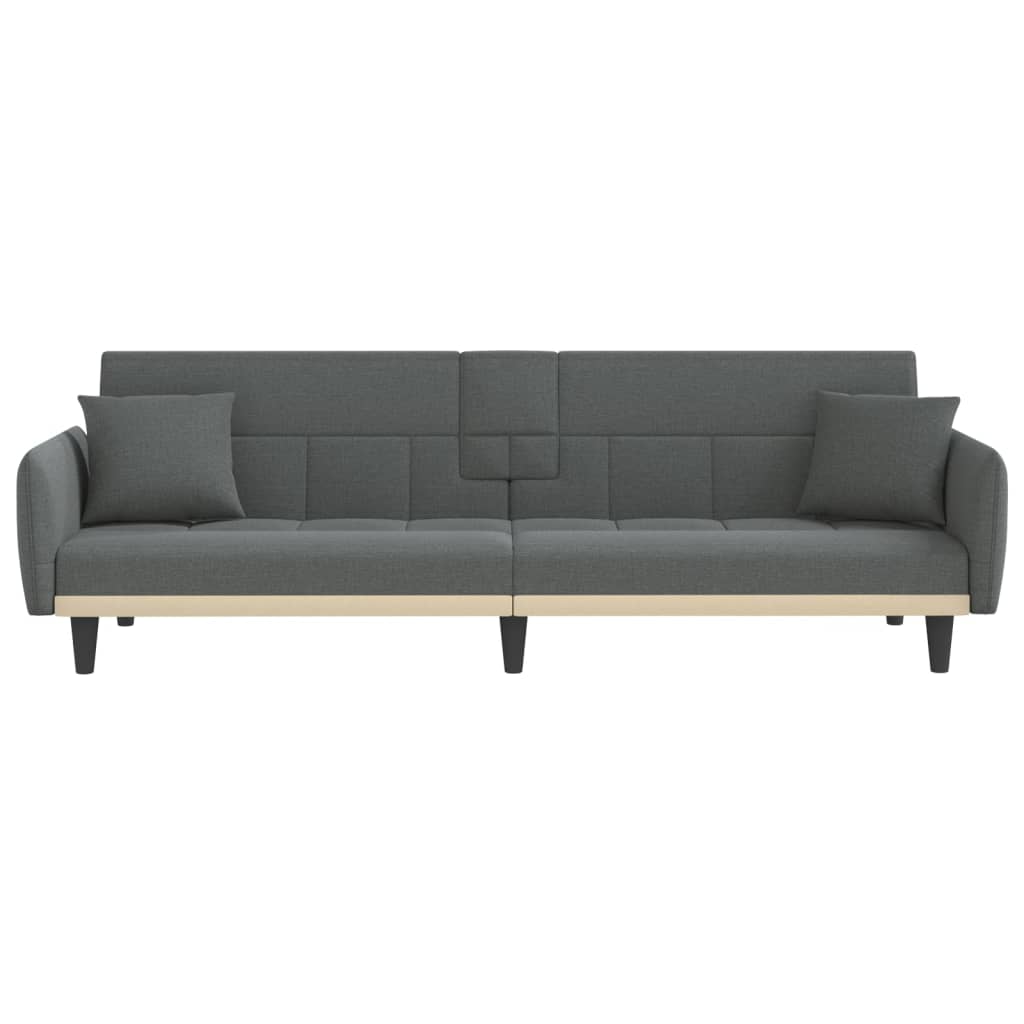 Dark Gray Fabric Sofa Bed with Cup Holders G49266