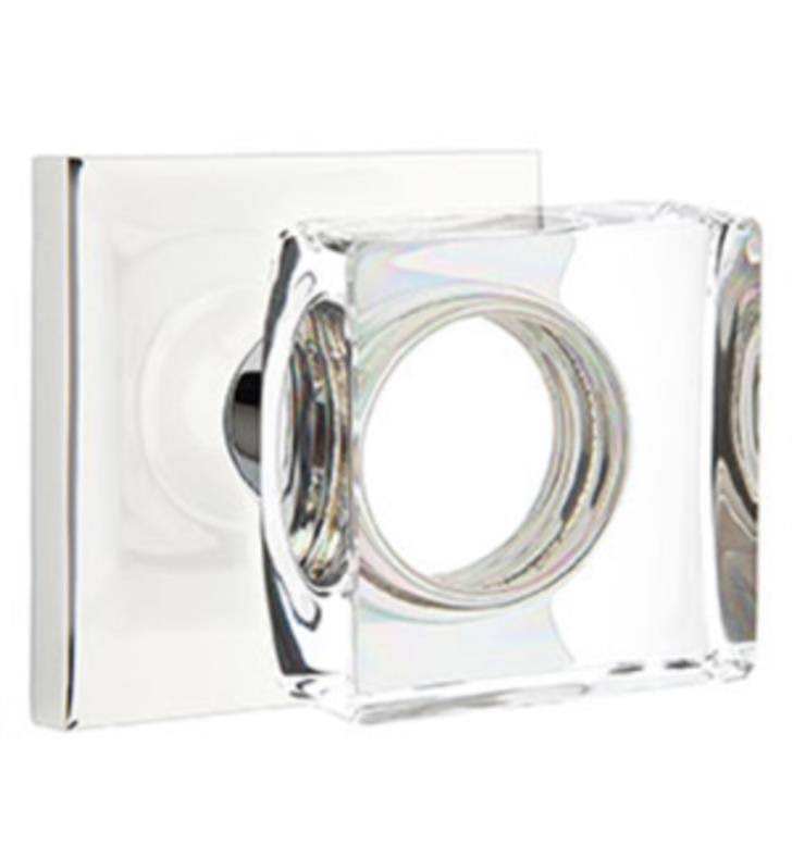 Flat Black Passage Set with Square Rosette and Round Knob V420