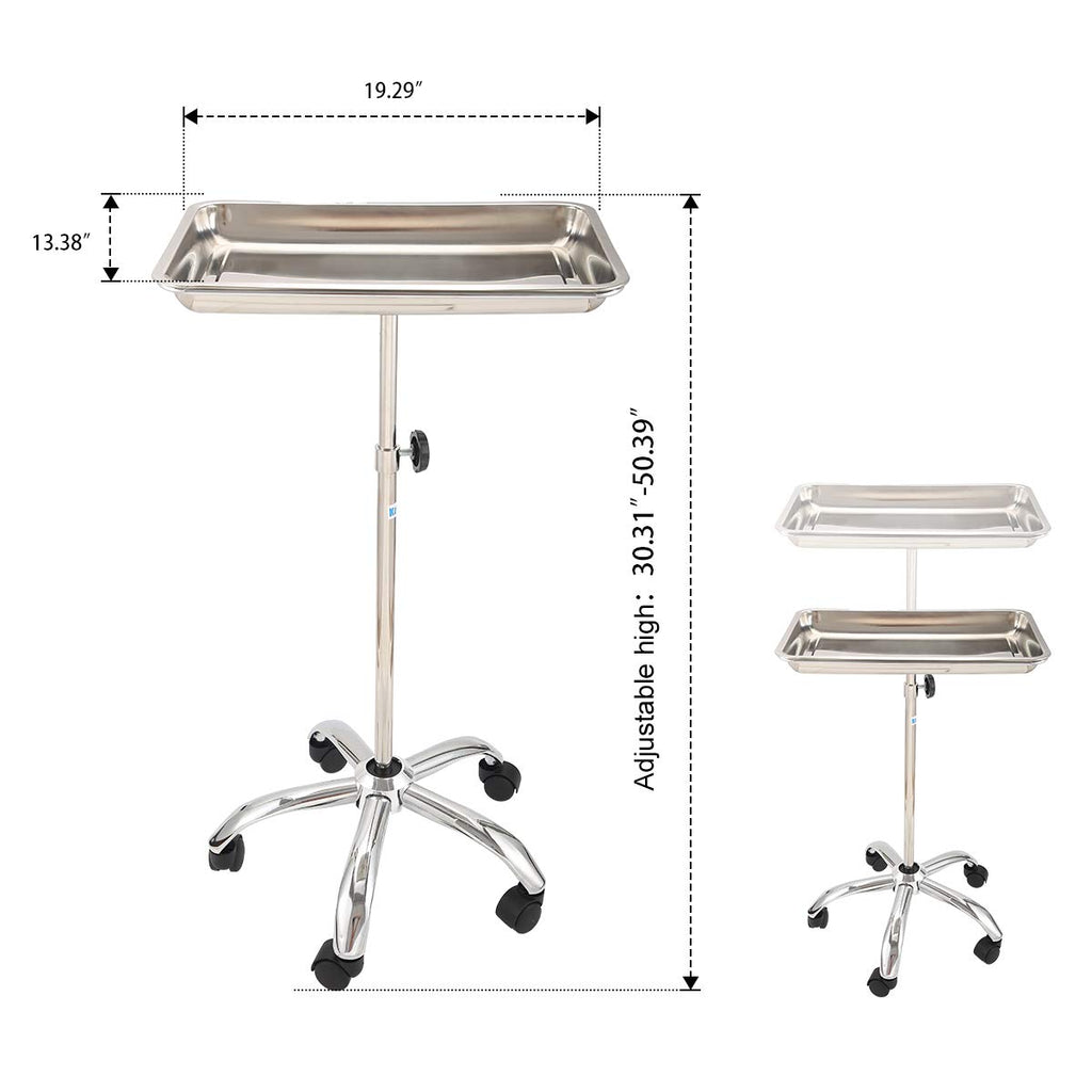 Mayo Instrument Stand with Mobile 5 Caster Base, Lift Out Work Tray, Pack of 2 G906