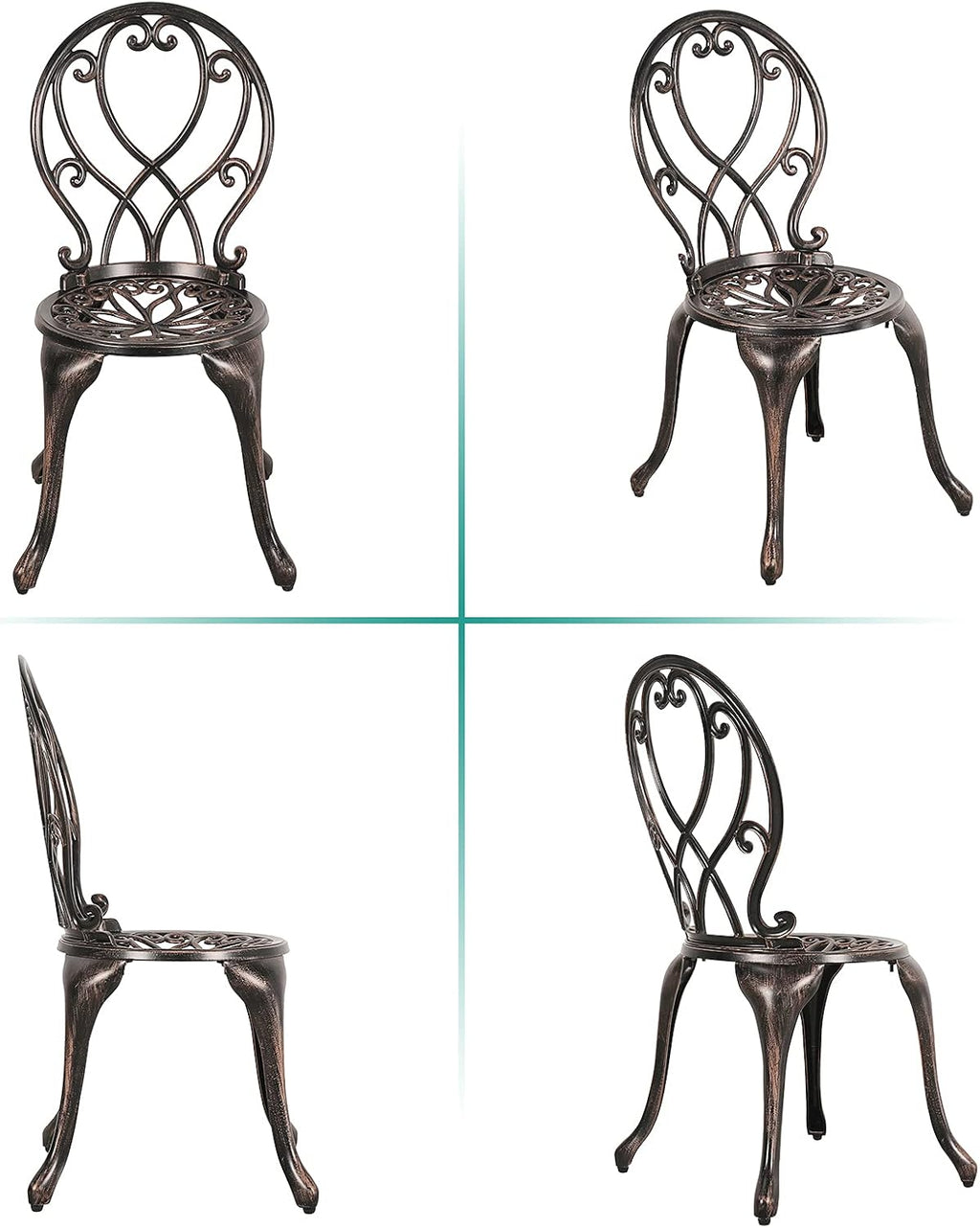 3 Piece Outdoor Cast Aluminum Bistro Set with Umbrella Hole, Bronze E30790