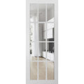 Matte White 18 x 84 Inches Slab Barn Door Panel with Clear Glass X635