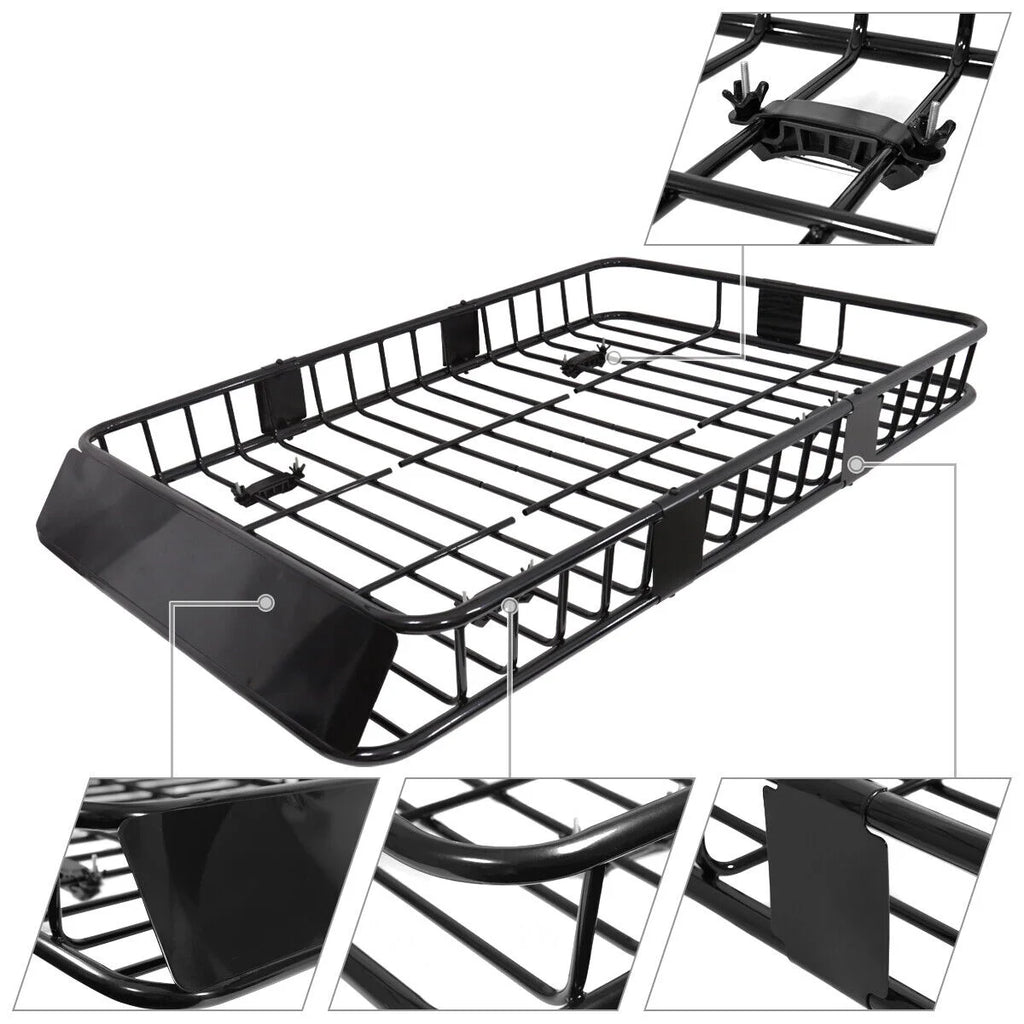 64" Extendable Steel Roof Rack Cargo Carrier Basket G117549