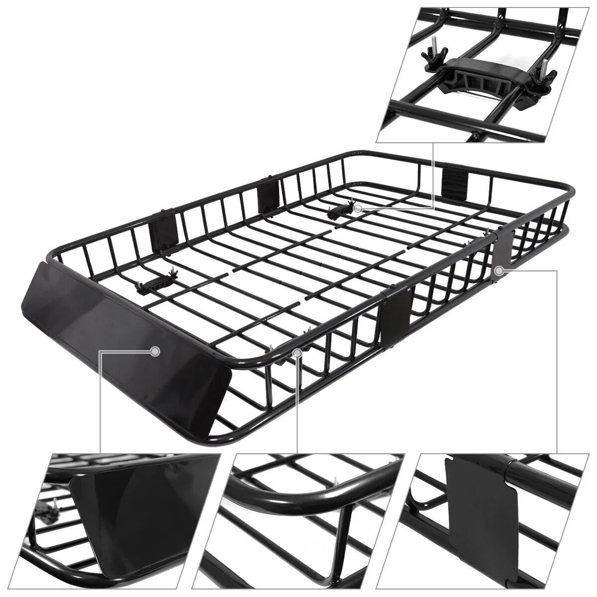 64" Extendable Steel Roof Rack Cargo Carrier Basket G117549