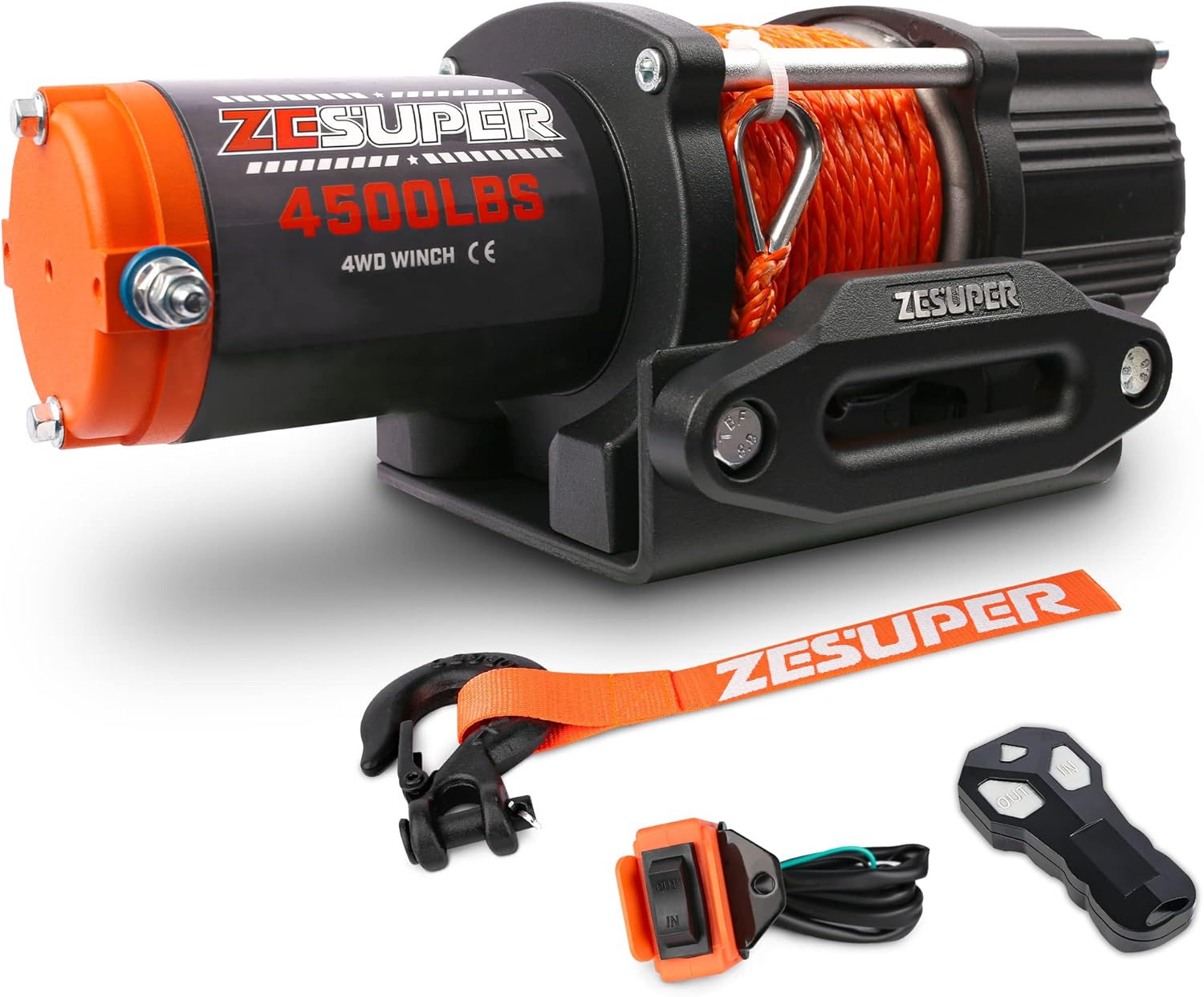 3000 lb 12V DC Electric Winch Steel Cable Waterproof Winch Kits Wireless Remote B6703