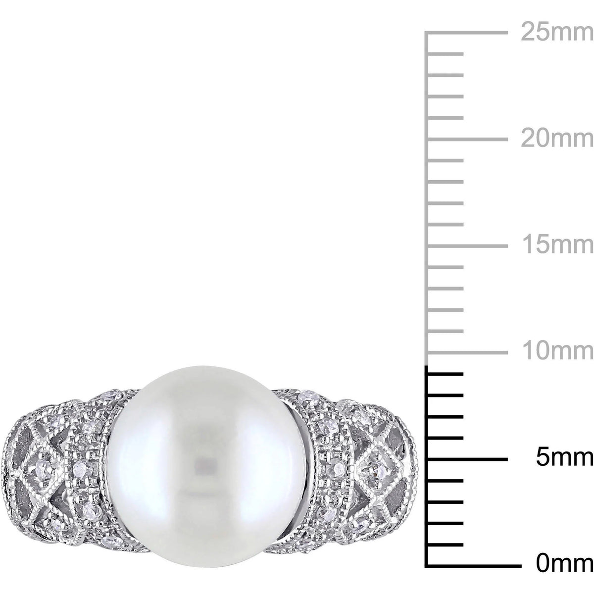 9-9.5mm White Cultured Freshwater Pearl Sterling Silver Cocktail Ring B191656