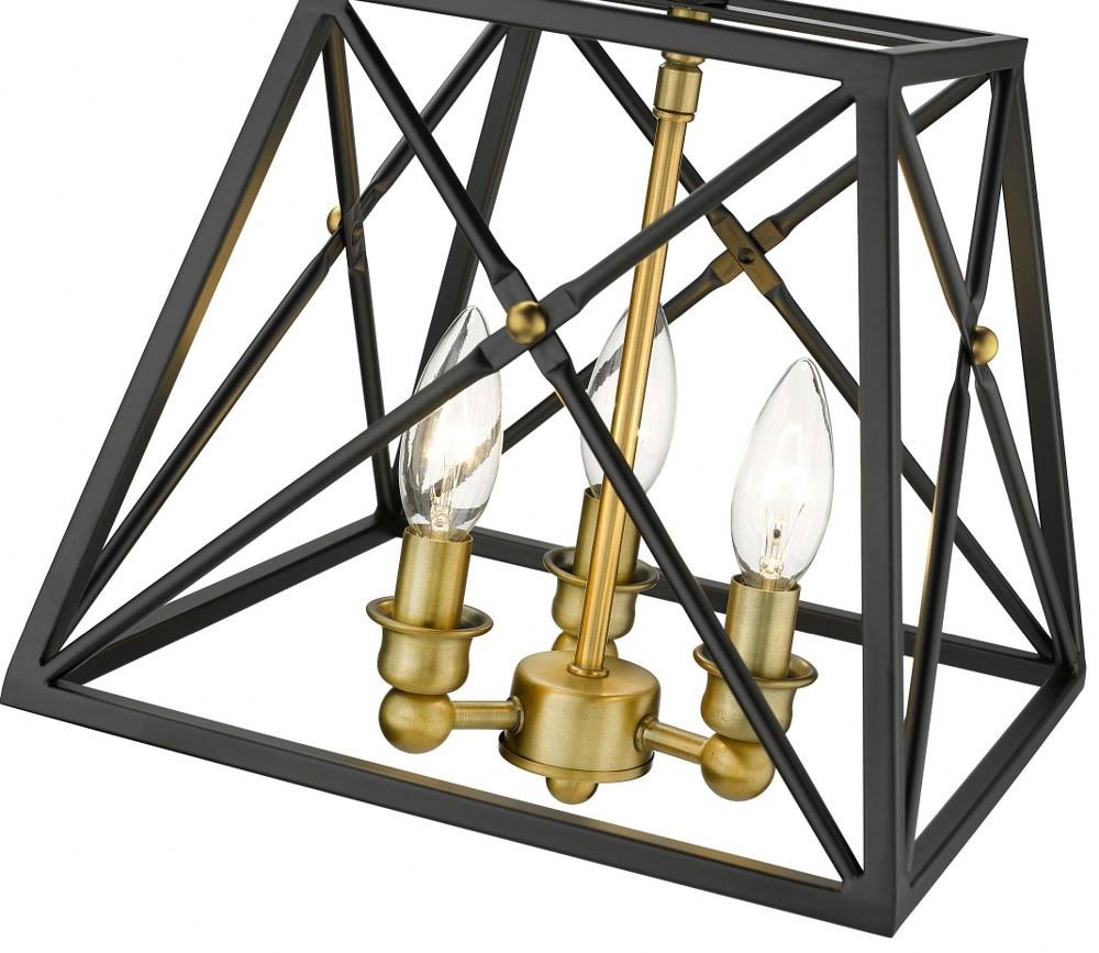 3 Light Semi Flush Mount Matte Black Olde Brass Y553333