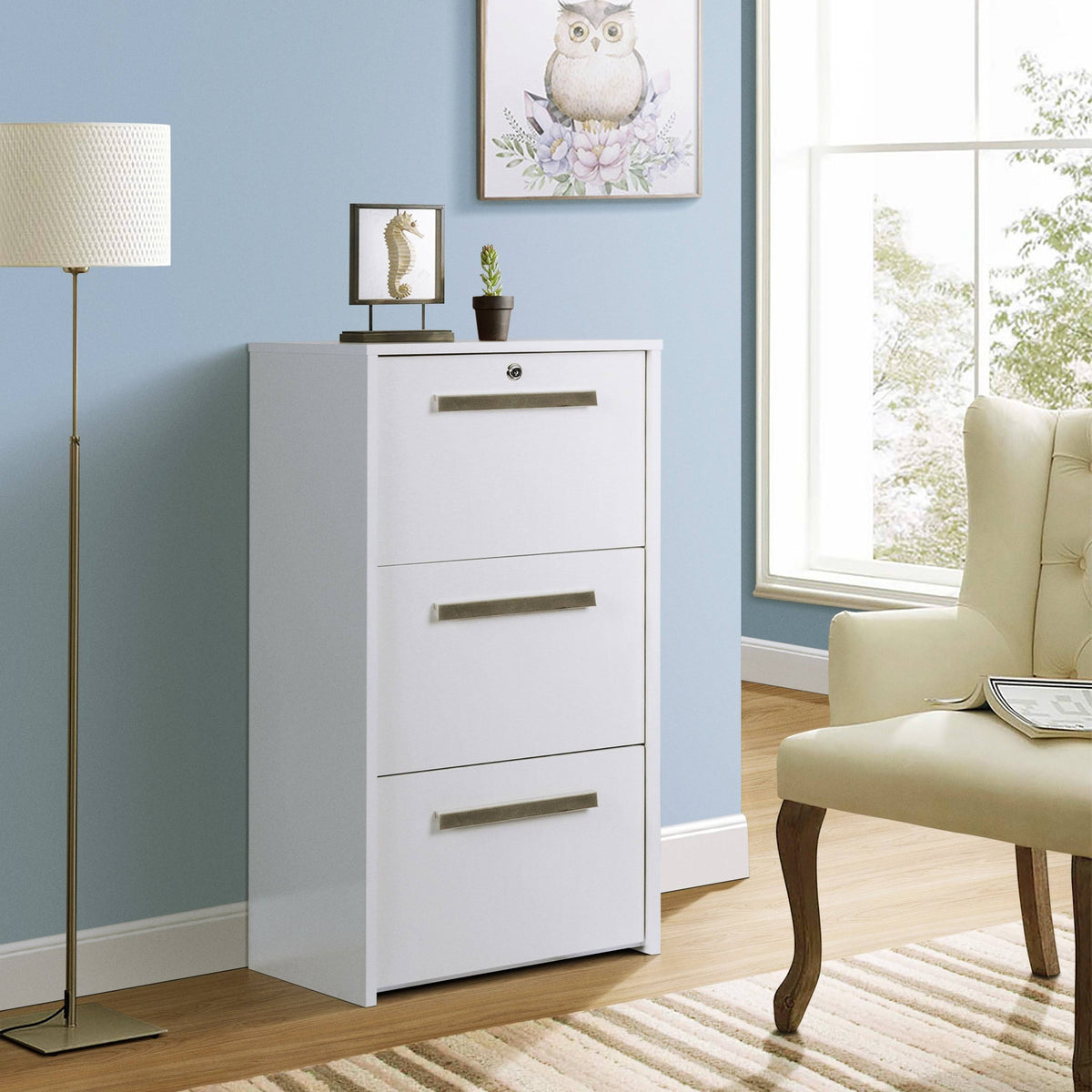 Alaska White Wood Grain 3-Drawer Lateral File L659