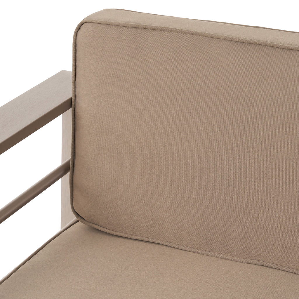 6 Seater Aluminum Sofa and Ottoman Set with Side Tables, Silver and Khaki K819306