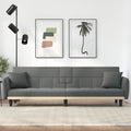 Dark Gray Fabric Sofa Bed with Cup Holders G49266