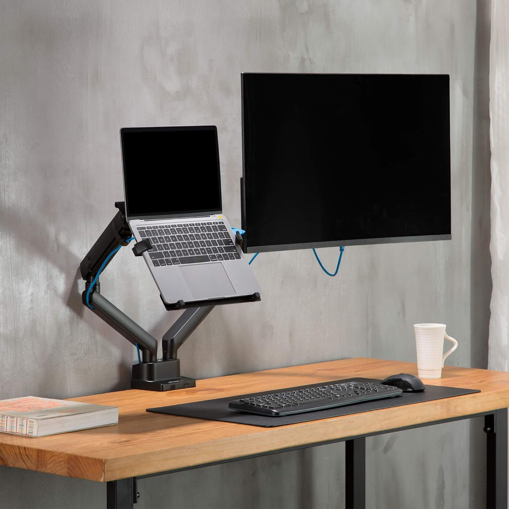 Laptop and Monitor Stand with 2 Full Motion Adjustable Arms A127