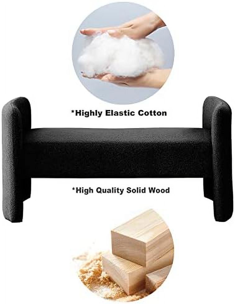 White Teddy Velvet Upholstered Ottoman Bench A8154