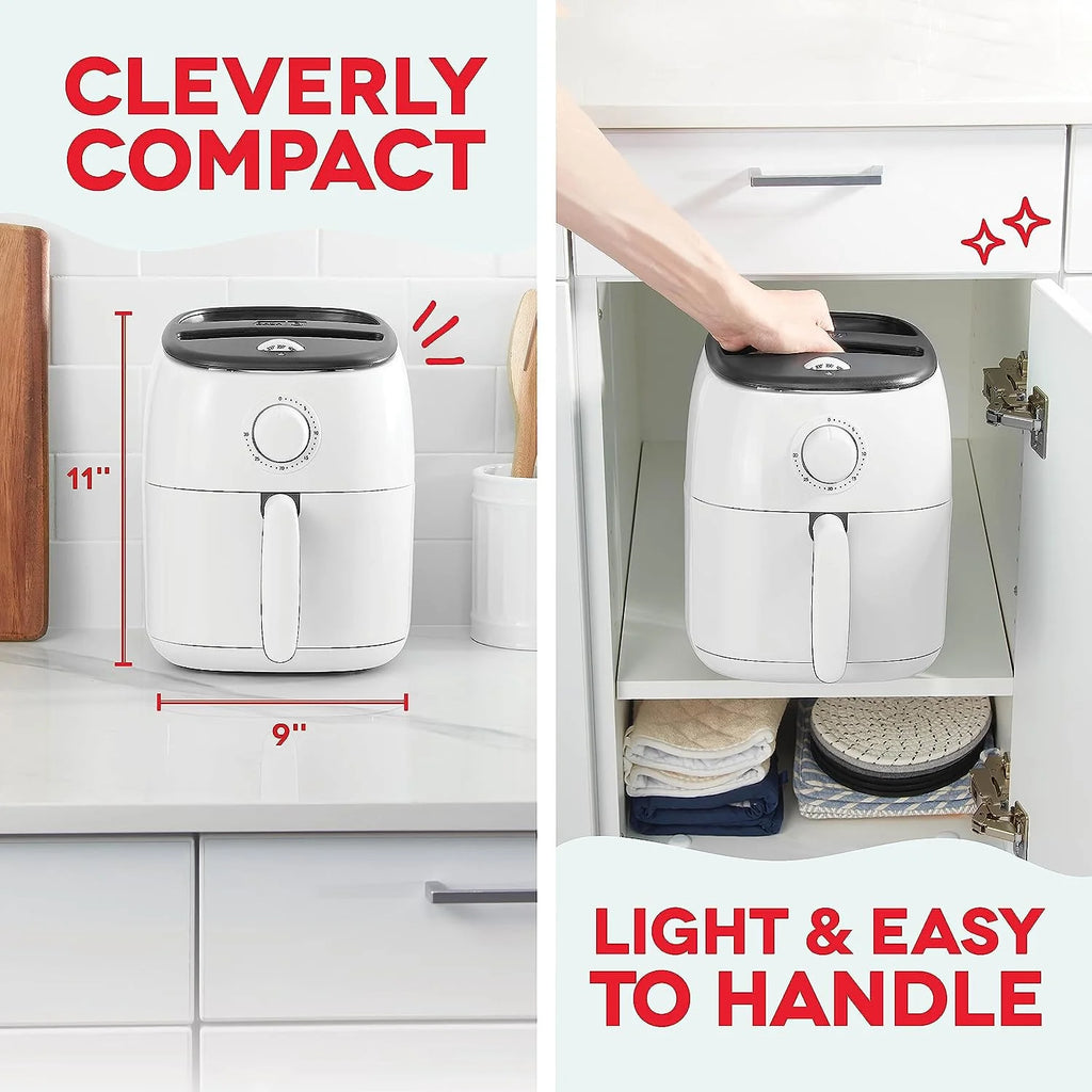 White 2.6Qt Electric Air Fryer Oven Cooker with Non Stick Fry Basket G3910