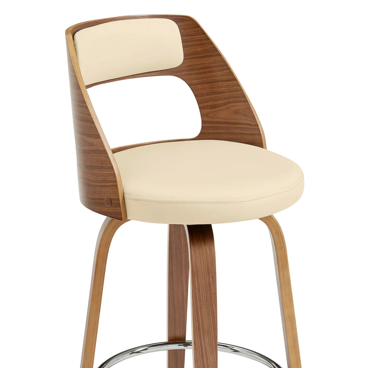 Cream Swivel Counter Stool with Wooden Back Z80037