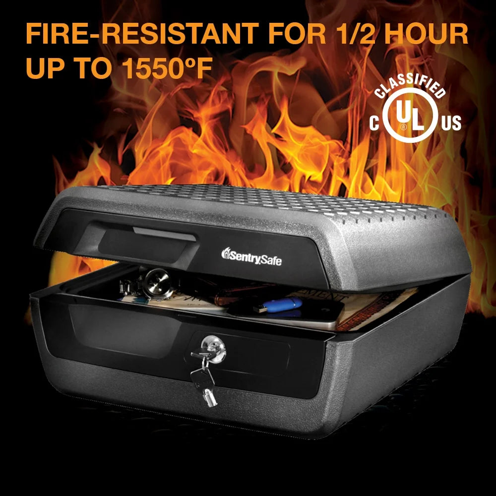 Fire and Water-Resistant Box Safe with Key Lock 0.36 cu. ft. G6688