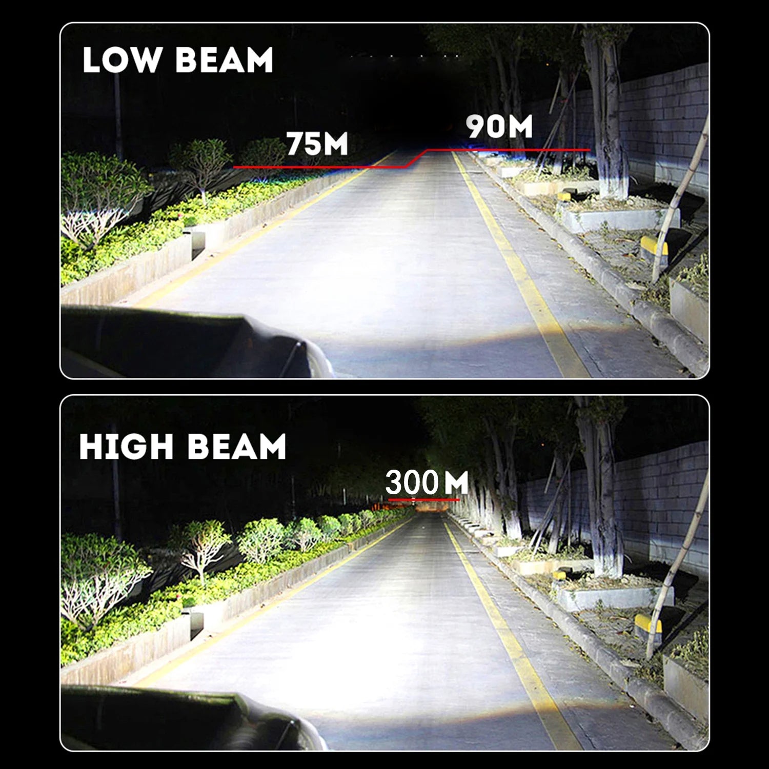 LED Headlight Bulbs H9 H11 High and Low Beam 4pc Y26677