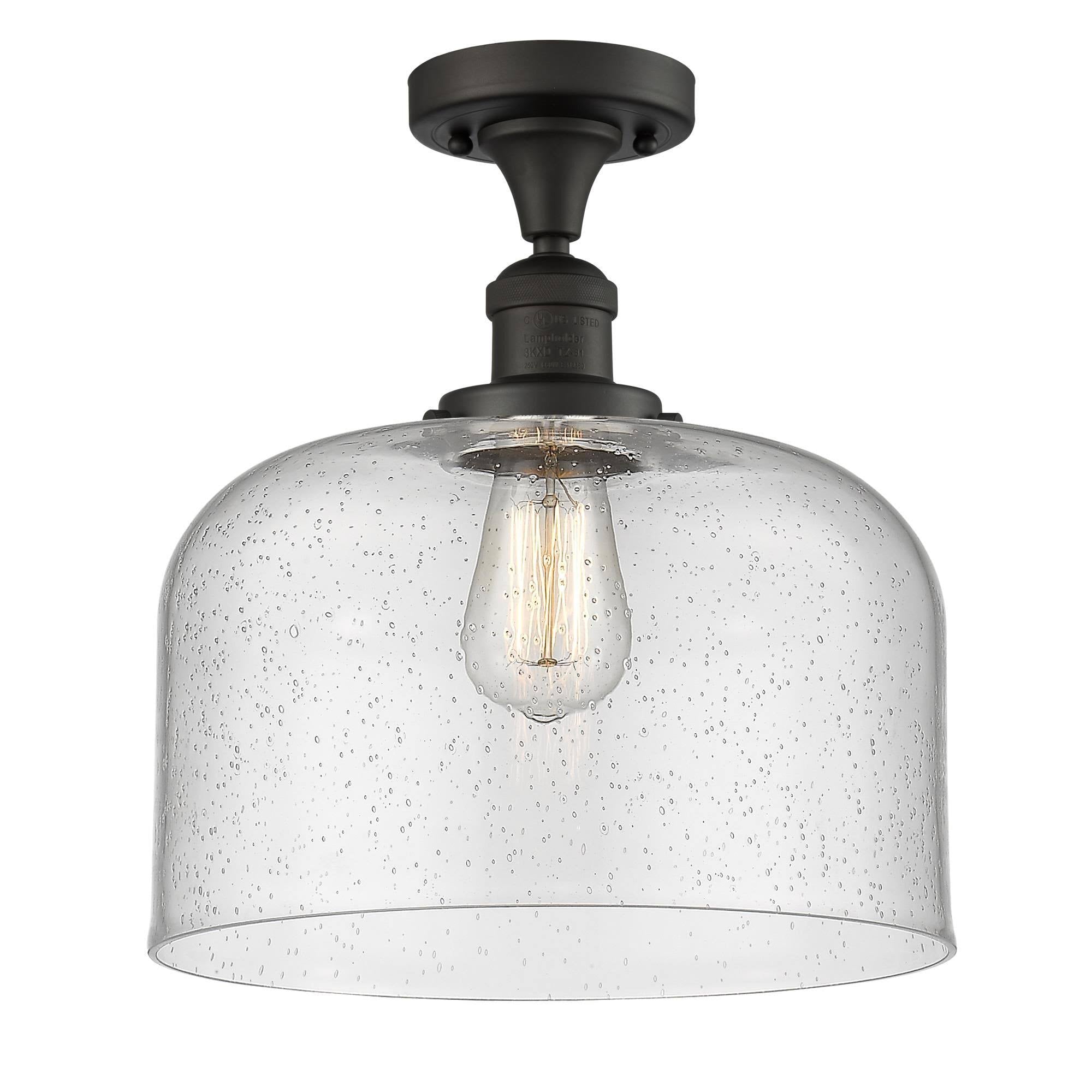 Oil Rubbed Bronze Bell Semi-Flush Mount Light C3416