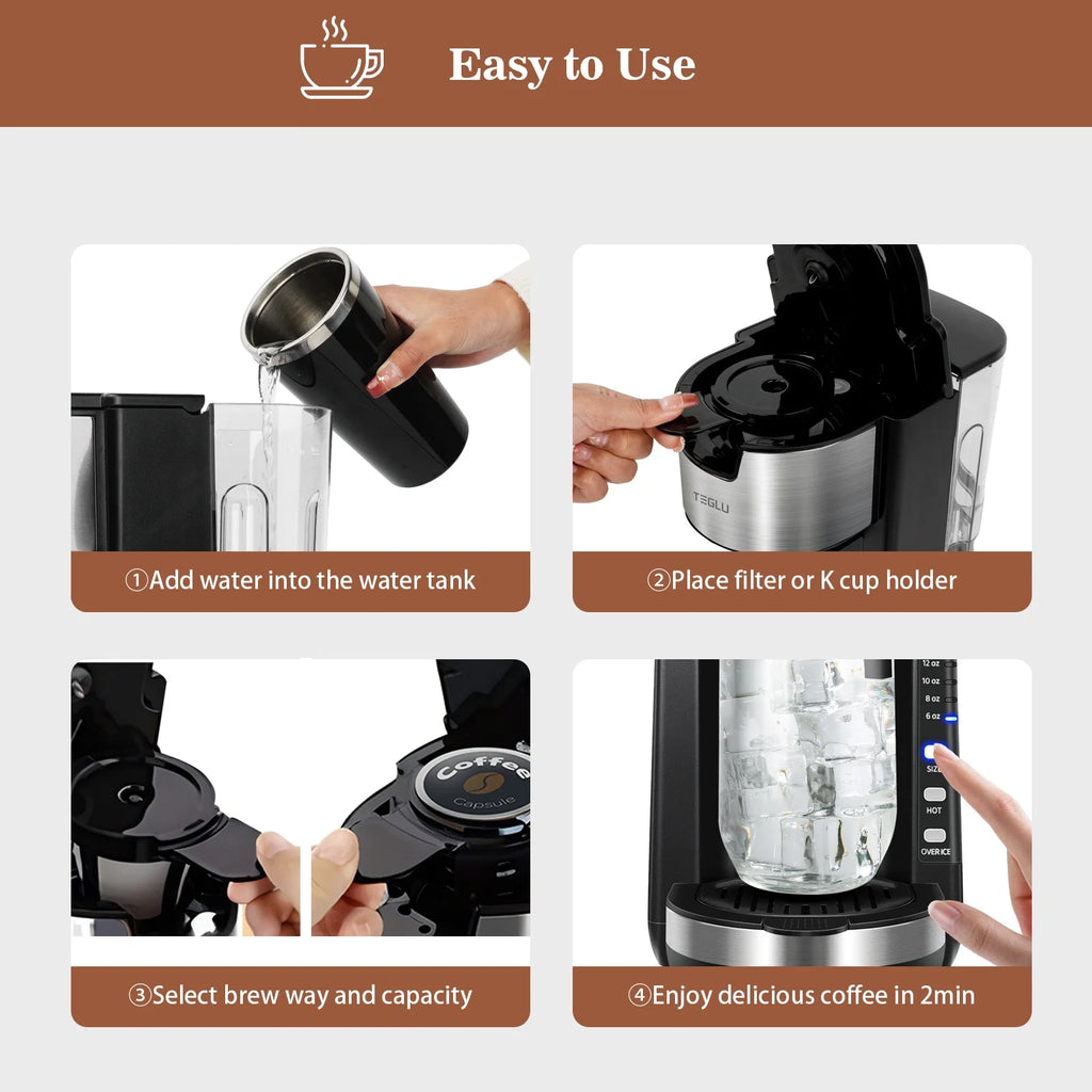 Black Single Serve Coffee Maker with 30 Oz Water Tank I39822