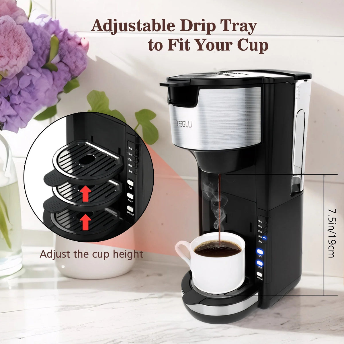 Black Single Serve Coffee Maker with 30 Oz Water Tank I39822