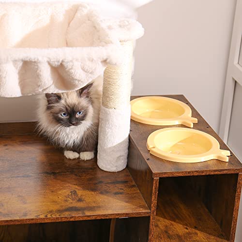 Cat Tree with XL Litter Box Enclosure, Rustic Gray L4310