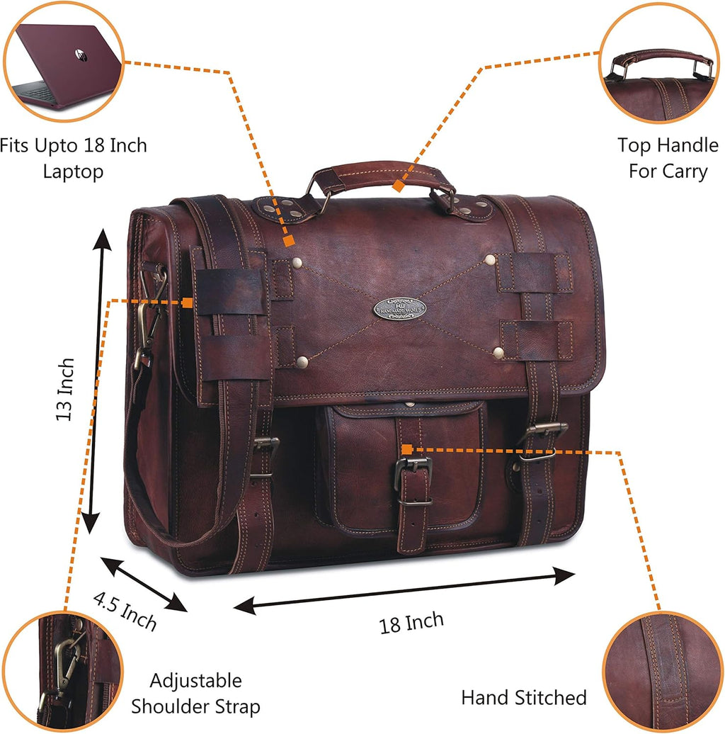 Distressed Leather Messenger Bag Satchel (13 X 18) X48115