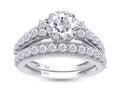 14K White Gold Plated 925 Sterling Silver Cubic Zirconia Ring Set J27696