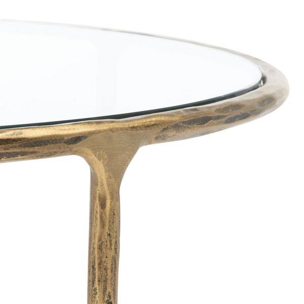 Brass and White Round Metal Coffee Table C3649